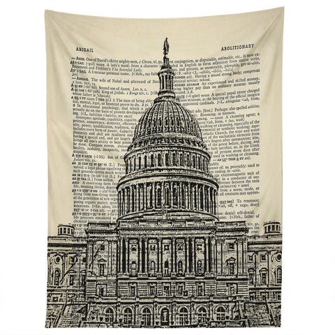 DarkIslandCity Capitol Building On Dictionary Paper Tapestry