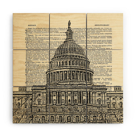 DarkIslandCity Capitol Building On Dictionary Paper Wood Wall Mural
