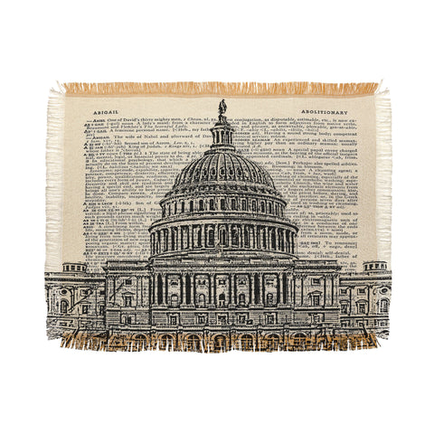 DarkIslandCity Capitol Building On Dictionary Paper Throw Blanket