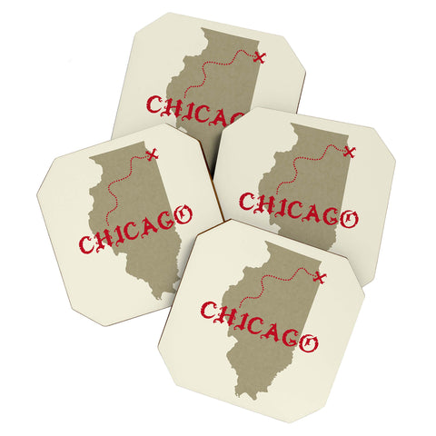 DarkIslandCity Chicago X Marks The Spot Coaster Set