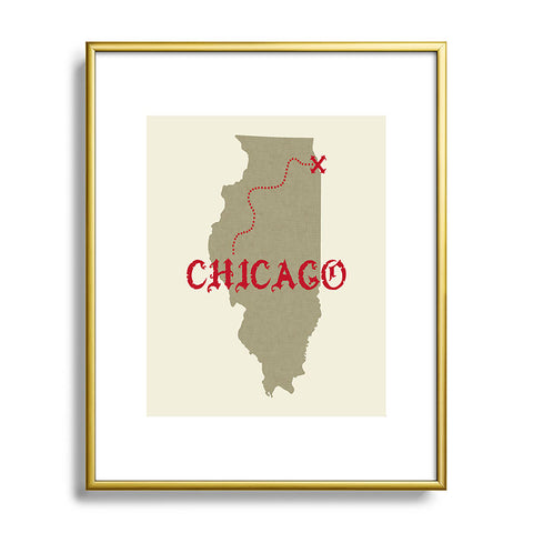 DarkIslandCity Chicago X Marks The Spot Metal Framed Art Print