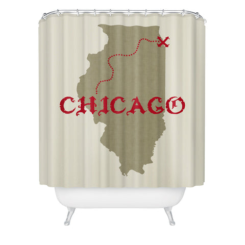 DarkIslandCity Chicago X Marks The Spot Shower Curtain