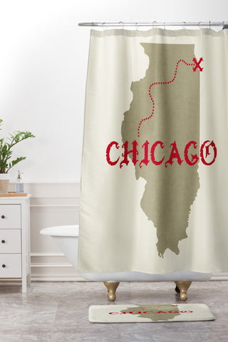 DarkIslandCity Chicago X Marks The Spot Shower Curtain And Mat