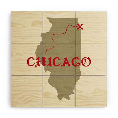 DarkIslandCity Chicago X Marks The Spot Wood Wall Mural