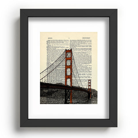 DarkIslandCity Golden Gate Bridge on Dictionary Paper Recessed Framing Rectangle