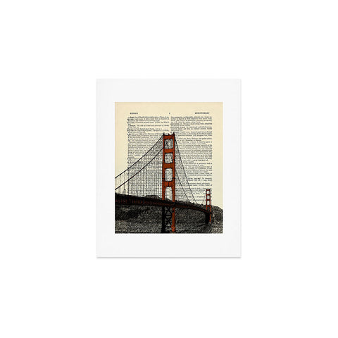 DarkIslandCity Golden Gate Bridge on Dictionary Paper Art Print