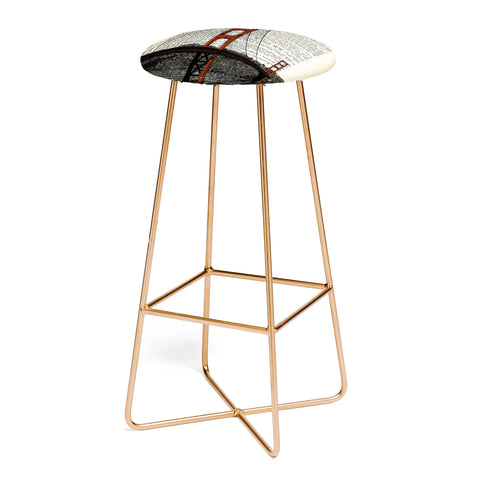 DarkIslandCity Golden Gate Bridge on Dictionary Paper Bar Stool