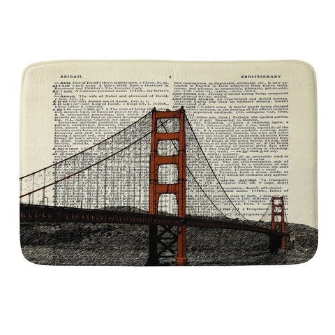 DarkIslandCity Golden Gate Bridge on Dictionary Paper Memory Foam Bath Mat