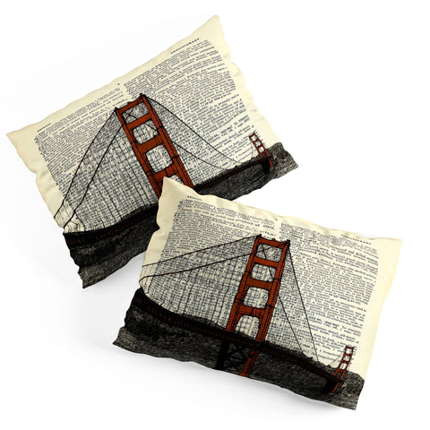 DarkIslandCity Golden Gate Bridge on Dictionary Paper Pillow Shams