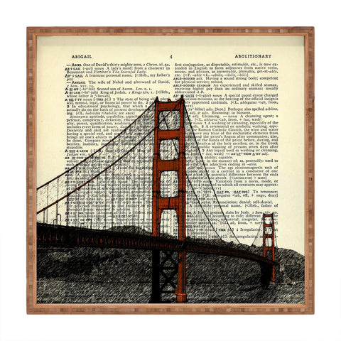 DarkIslandCity Golden Gate Bridge on Dictionary Paper Square Tray