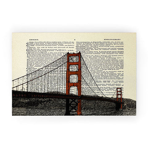 DarkIslandCity Golden Gate Bridge on Dictionary Paper Welcome Mat