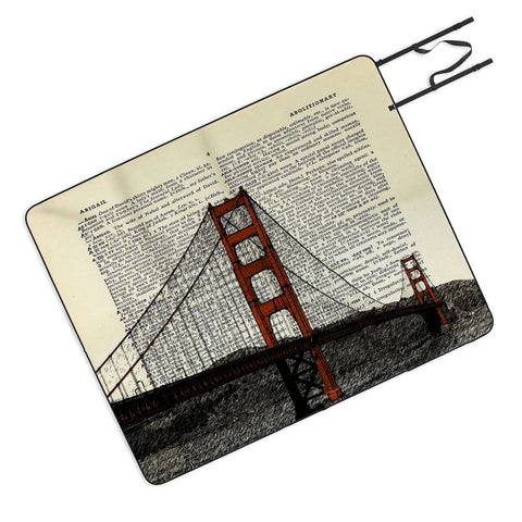 DarkIslandCity Golden Gate Bridge on Dictionary Paper Picnic Blanket