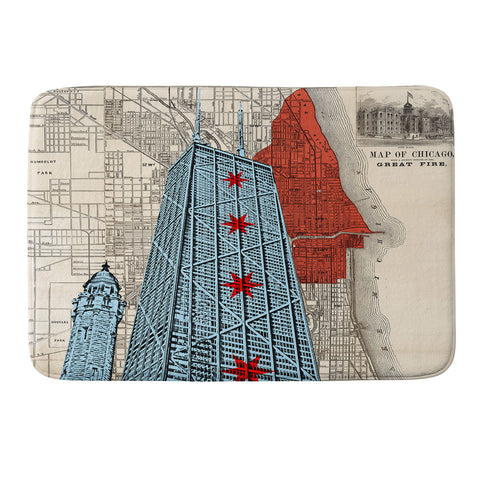 DarkIslandCity John Hancock Center With Great Fire Map Memory Foam Bath Mat