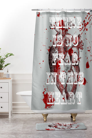 DarkIslandCity No Fear In This Heart Shower Curtain And Mat