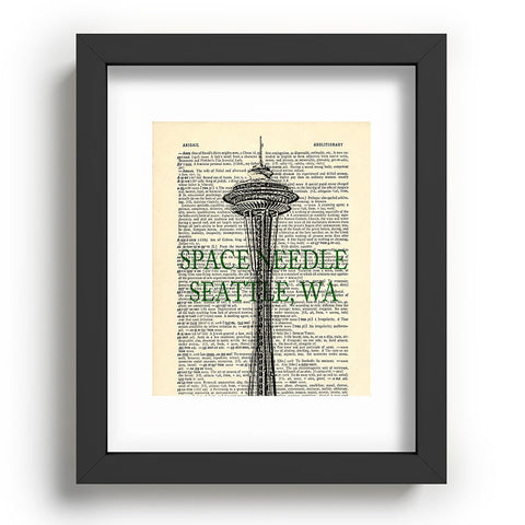 DarkIslandCity Space Needle On Dictionary Paper Recessed Framing Rectangle