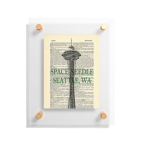 DarkIslandCity Space Needle On Dictionary Paper Floating Acrylic Print