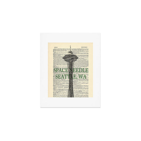 DarkIslandCity Space Needle On Dictionary Paper Art Print
