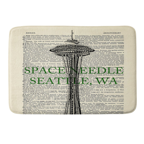 DarkIslandCity Space Needle On Dictionary Paper Memory Foam Bath Mat