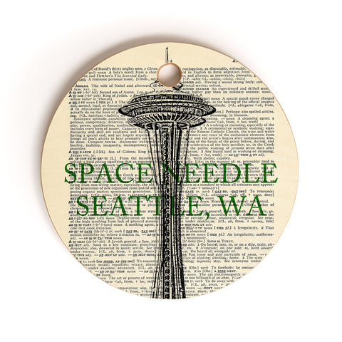 DarkIslandCity Space Needle On Dictionary Paper Cutting Board Round