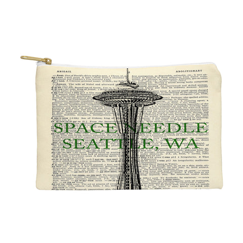 DarkIslandCity Space Needle On Dictionary Paper Pouch