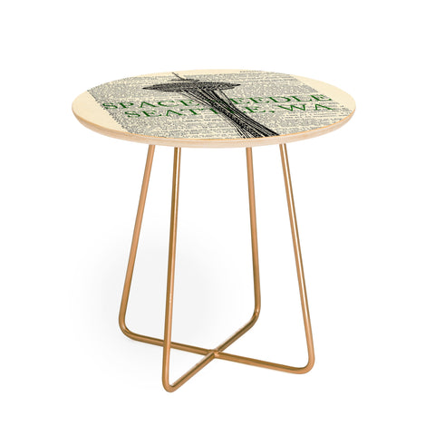 DarkIslandCity Space Needle On Dictionary Paper Round Side Table