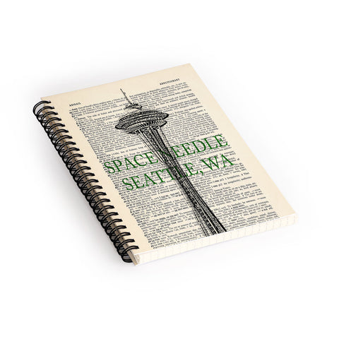 DarkIslandCity Space Needle On Dictionary Paper Spiral Notebook