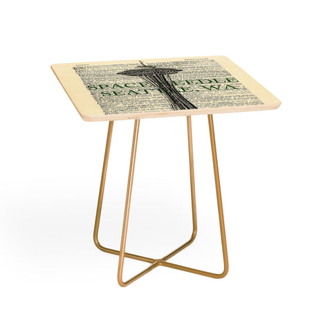 DarkIslandCity Space Needle On Dictionary Paper Side Table