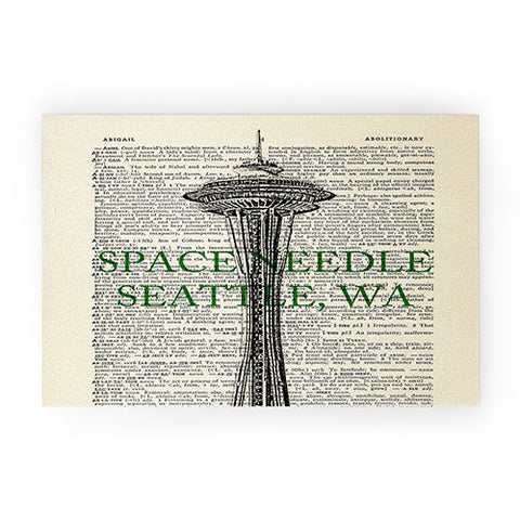 DarkIslandCity Space Needle On Dictionary Paper Welcome Mat