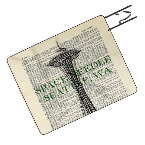 DarkIslandCity Space Needle On Dictionary Paper Picnic Blanket