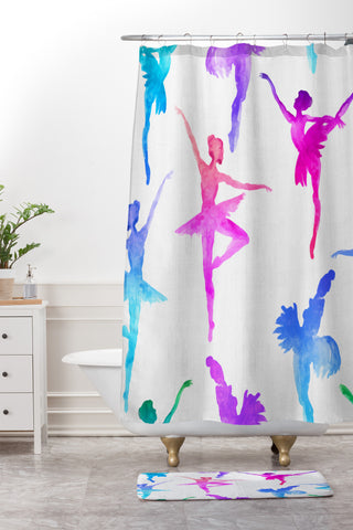 Dash and Ash Ballerina Ballerina Shower Curtain And Mat