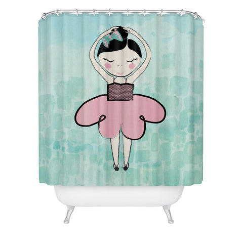 Dash and Ash Ballerina Heart Shower Curtain