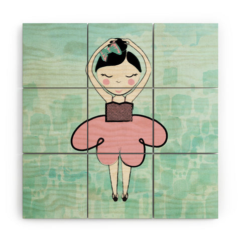 Dash and Ash Ballerina Heart Wood Wall Mural