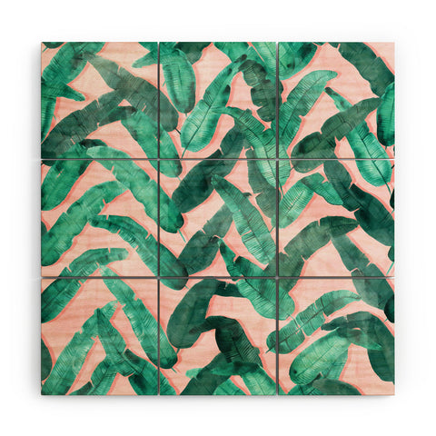 Dash and Ash Banana Leaf Wood Wall Mural