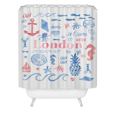 Dash and Ash Beach Collector London Shower Curtain