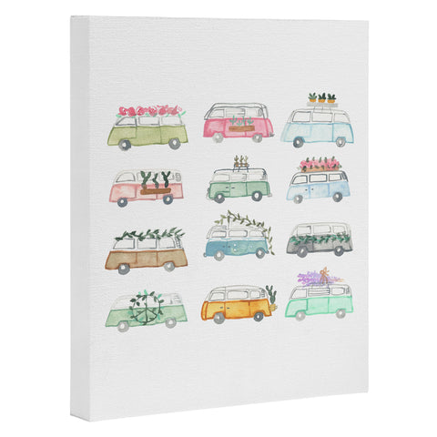 Dash and Ash Buses and Plants Art Canvas