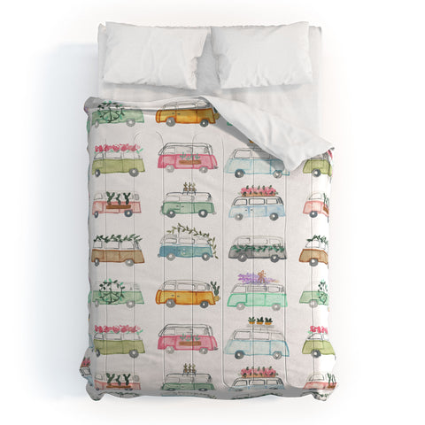 Dash and Ash Buses and Plants Comforter