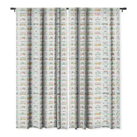 Dash and Ash Buses and Plants Blackout Window Curtain