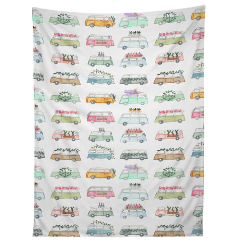 Dash and Ash Buses and Plants Tapestry