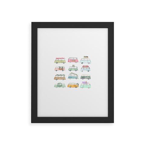 Dash and Ash Buses and Plants Framed Art Print