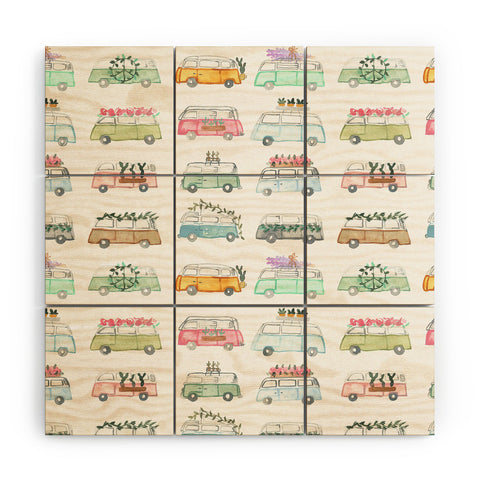 Dash and Ash Buses and Plants Wood Wall Mural