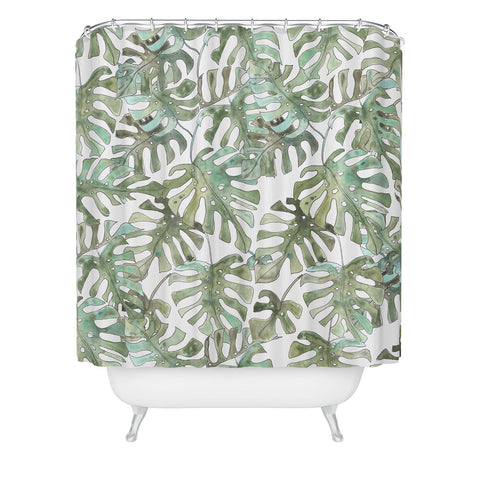 Dash and Ash Climbing Monstera Shower Curtain