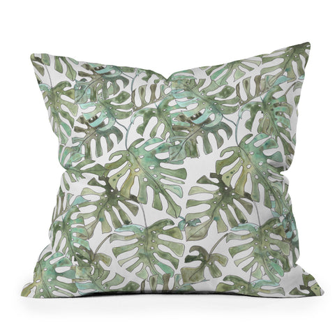 Dash and Ash Climbing Monstera Throw Pillow