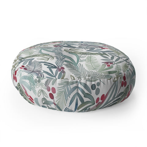 Dash and Ash Ferns and Holly Floor Pillow Round