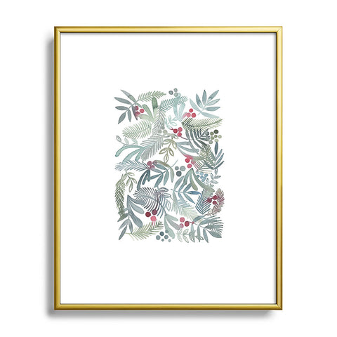 Dash and Ash Ferns and Holly Metal Framed Art Print