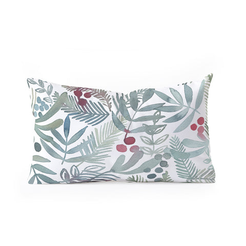 Dash and Ash Ferns and Holly Oblong Throw Pillow