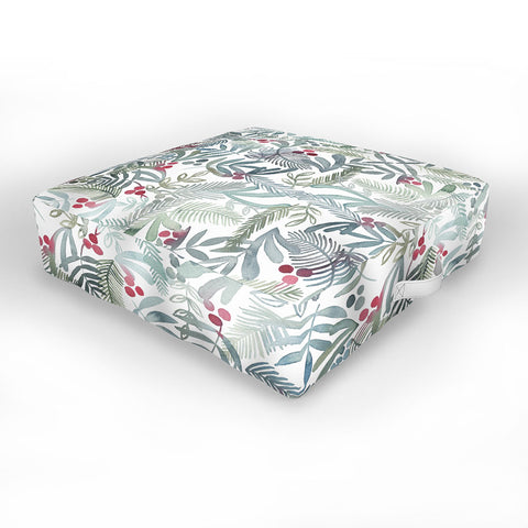 Dash and Ash Ferns and Holly Outdoor Floor Cushion