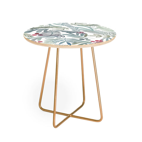 Dash and Ash Ferns and Holly Round Side Table