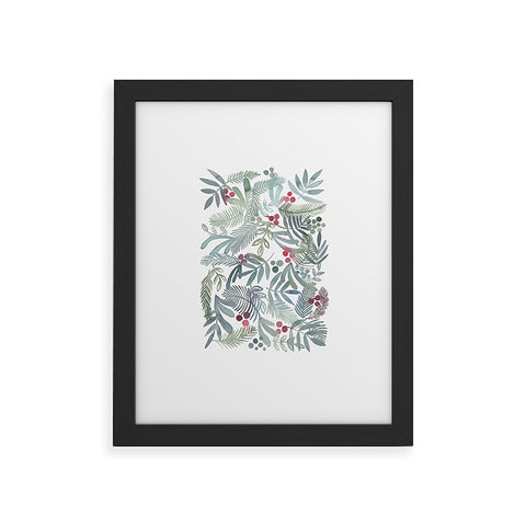 Dash and Ash Ferns and Holly Framed Art Print