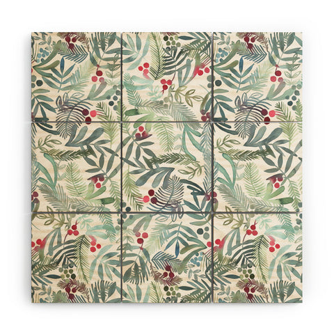 Dash and Ash Ferns and Holly Wood Wall Mural