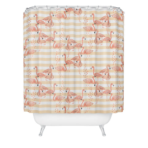 Dash and Ash Flamingo Academy Shower Curtain